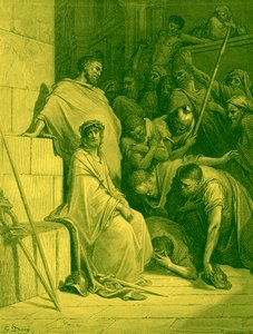 Jesus wird von römischen Soldaten verspottet - Bibel von Gustave Dore