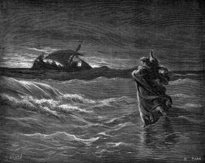 Jesus geht auf dem Wasser von Gustave Dore