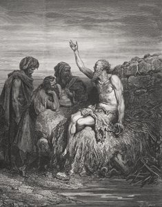 Hiob und seine Freunde, Hiob 6:1-4, Illustration aus Dore