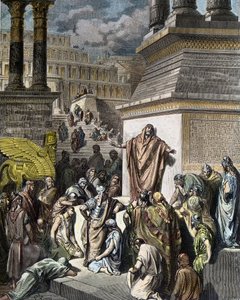 Jona ermutigt die Niniviten zur Buße - Illustration aus Gustave Dorés 