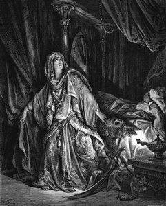 Judith kurz davor, Holofernes den Kopf abzuschlagen von Gustave Dore