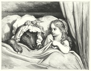 Le Petit Chaperon Rouge; Rotkäppchen (Gravur) von Gustave Dore