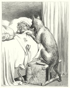 Le Petit Chaperon Rouge; Rotkäppchen (Gravur) von Gustave Dore