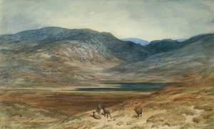 Gebirgige Landschaft mit Hirschen, 1873