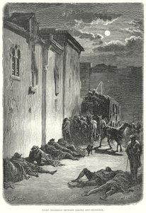 Nachtkutsche zwischen Gerona und Perpignan (Gravur) von Gustave Dore