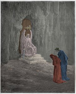 Purgatorio, Gesang 9: Dante und Virgil an den Toren des Fegefeuers, Illustration aus "Die Göttliche Komödie" von Dante Alighieri, 1885 von Gustave Dore