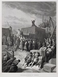 Wiederaufbau des Tempels in Jerusalem, Illustration aus der Dore-Bibel