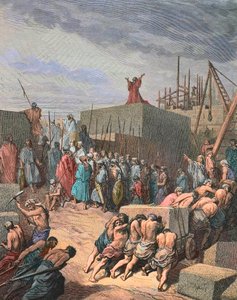 Wiederaufbau des Tempels in Jerusalem, Gravur von Gustave Doré von Gustave Dore