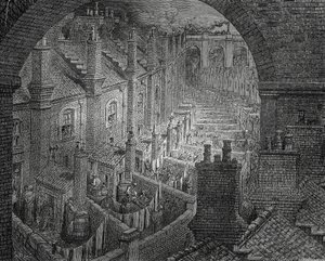 Slums von London, Gravur von Gustave Doré