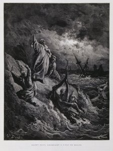 St. Paulus landet auf Malta, Illustration aus der Dore-Bibel von Gustave Dore