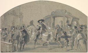 Straßenszene recto, Skizzen verso, ca. 1848-49 von Gustave Dore