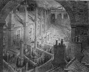 Die Hinterhöfe von London - in „London“ von Gustave Doré von Gustave Dore