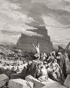 Die Verwirrung der Sprachen, Genesis 11:7-9, Illustration aus Dores 