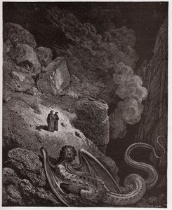 Die Göttliche Komödie, Inferno, Gesang 17: Geryon, Symbol des Betrugs (Illustration von Gustave Doré)