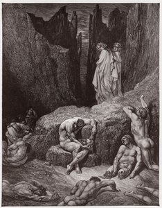 Die Göttliche Komödie, Inferno, Gesang 29: Virgil tadelt Dantes Neugier (Illustration von Gustave Doré)
