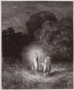 Die Göttliche Komödie (La Divina Commedia, La Divine Comedie), Inferno, Gesang 2: Beatrice und Virgil - von Dante Alighieri (1265-1321) - Illustration von Gustave Dore (1832-1883)
