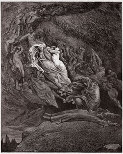 Die Göttliche Komödie, Inferno, Gesang 5: Francesca beschreibt ihren Tod (Illustration von Gustave Doré) von Gustave Dore