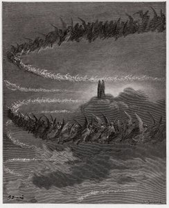 Die Göttliche Komödie, Paradiso, Gesang 18: Im Himmel von Jupiter formen die seligen Seelen Buchstaben - von Dante Alighieri (1265-1321) - Illustration von Gustave Doré (1832-1883) von Gustave Dore
