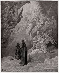 Die Göttliche Komödie, Paradiso, Gesang 20: Die leuchtenden Seelen singen (Illustration von Gustave Doré) von Gustave Dore