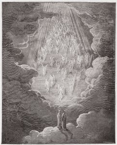 Die Göttliche Komödie, Paradiso, Gesang 21: Beatrice und Dante in der Sphäre des Saturn (Illustration von Gustave Doré) von Gustave Dore