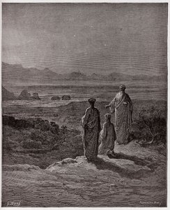 Die Göttliche Komödie, Purgatorio, Gesang 1: Dante kniet vor Statius - von Dante Alighieri (1265-1321) - Illustration von Gustave Doré (1832-1883) von Gustave Dore