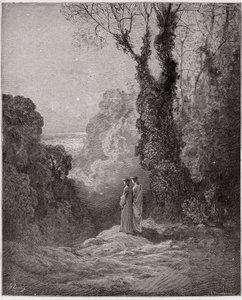 Die Göttliche Komödie, Purgatorio, Gesang 1: Die Dichter erblicken die Schönheit der Venus am Morgenhimmel (Illustration von Gustave Doré)