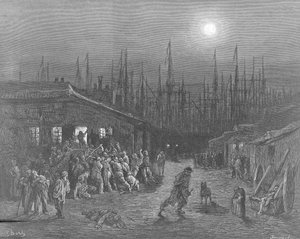 Die Docks - Nachtszene, London von Gustave Dore