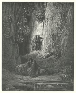 Die Fabeln von La Fontaine: Der Schiedsrichter, Almosenier und Einsiedler von Gustave Dore