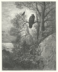 Die Fabeln von La Fontaine: Der Adler und die Elster von Gustave Dore