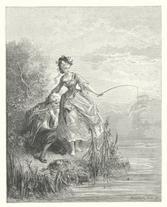 Die Fabeln von La Fontaine: Der Fisch und der Hirte, der auf der Klarinette spielte (Gravur) von Gustave Dore