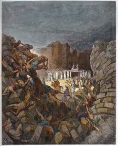 Die Mauern von Jericho fallen - Gravur in „Die illustrierte Bibel“ von Gustave Doré (1832-1883) von Gustave Dore