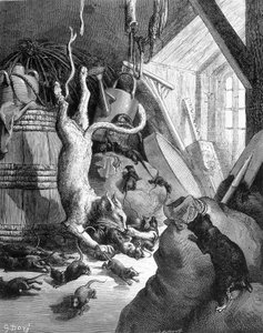Die Katze und die alte Ratte - in „Fabeln“ von La Fontaine, ill. von Gustave Doré