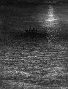Das gestrandete Schiff in einer mondbeschienenen See, Szene aus 
