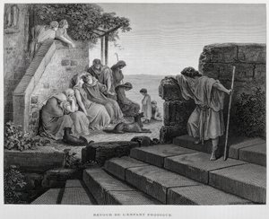 Die Rückkehr des verlorenen Sohnes, Illustration aus der Dore-Bibel von Gustave Dore