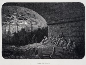 Landstreicher unter Brücken - in „London“ von Gustave Doré von Gustave Dore