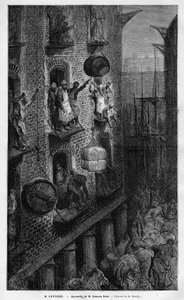 Ansicht des Lebens in London. Zeichnung von Gustave Doré. In „Le Monde illustré“ 1883