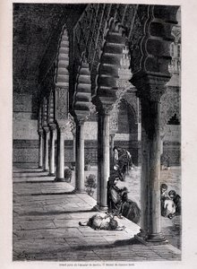 Ansicht des großen Patios des Alcázar in Sevilla - von Doré, in „Tour du Monde“, 2. Halbjahr 1866 von Gustave Dore