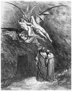 Virgil (70-19 v. Chr.), Dante und die Erinnyen, Illustration aus 