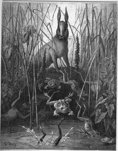 Der Hase und der Frosch - aus "Fabeln" von Jean de La Fontaine von Gustave Dore