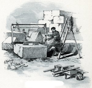 Steinmetzarbeiten am Quai de Valmy, Paris von Gustave Fraipont