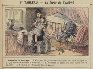 Das Aufstehen des Kindes (Farblithografie) von Gustave Fraipont