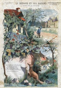 Der Fuchs und die Trauben. Fabeln von Jean de La Fontaine. Illustration von Gustave Fraipont von Gustave Fraipont