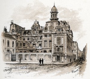 Ansicht des Hotels de la Valletta am Quai des Celestins, Paris von Gustave Fraipont