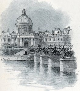 Ansicht des Institut de France und der Brücke Pont des Arts in Paris von Gustave Fraipont