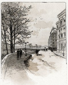 Ansicht des Quai des Orfèvres, Île de la Cité, Paris Zeichnung von Gustave Fraipont (1849-1923) aus Saint-Juirs von Gustave Fraipont
