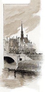 Blick auf die Sainte-Chapelle von der St-Michel-Brücke, Paris