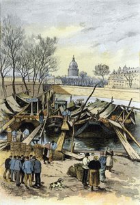 Ansicht des Apfelmarktes auf Lastkähnen auf der Seine, nahe dem Hotel de Ville, Paris von Gustave Fraipont
