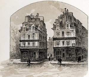 Ansicht der alten Häuser der Pont-Neuf in Paris. Zeichnung von Gustave Fraipont (1849-1923) aus Saint-Juirs von Gustave Fraipont