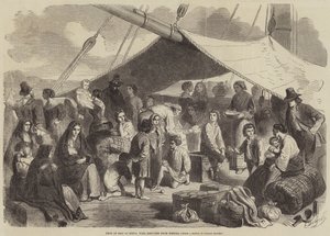 Deck eines Schiffes in Ringo mit Flüchtlingen aus Messina von Gustave Janet