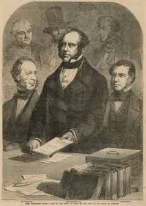 Lord Palmerston legt eine Kopie des Friedensvertrags auf den Tisch des Unterhauses von Gustave Janet